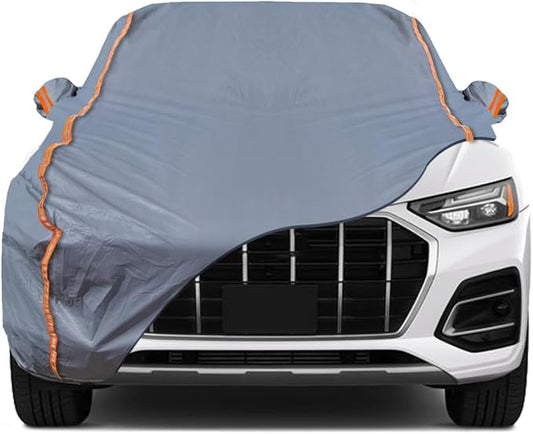 TUCAREST 6-Layers PEVA Premium Full Car Cover Fit for SUVs MPV Pickup Sedan hatchback Rain and snow protection, sun protection, UV protection, and protection of car paint surfaces-Silver Grey -Up 189"