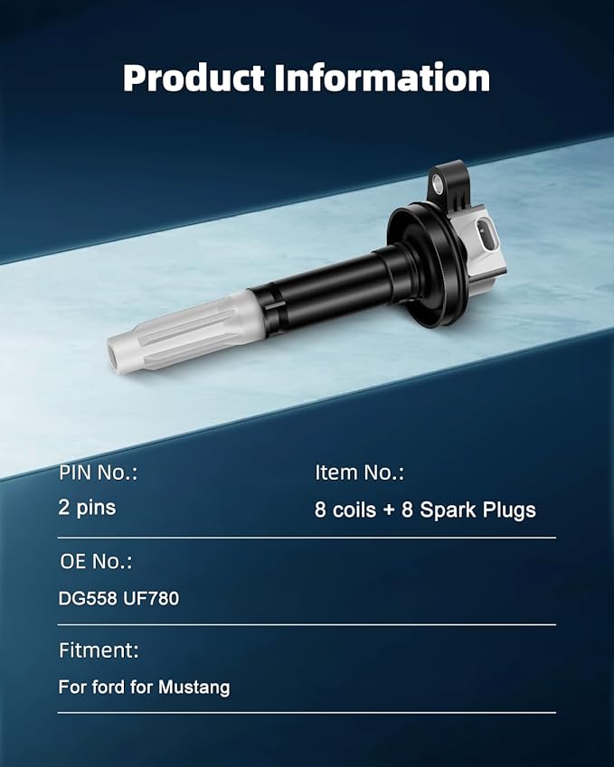ECCPP 8 ignition coils with 8 iridium Spark Plugs UF780,coils packs,for Ford for Mustang 2015 2016 2017 2018 2019 2020 V8 5.2L UF780
