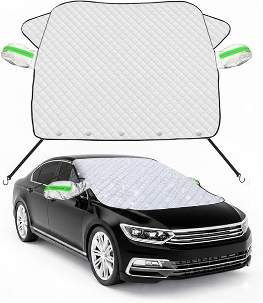 Car Windshield Snow Cover, Ice Frost Car Window Covers with Magnetic Edges & Side Mirror Protector, Windproof UV Sunshade Windscreen Covers for Cars, SUV, Truck (L 58 * 45inch)
