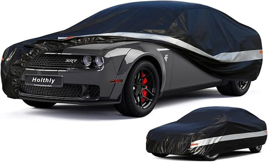 10 Layers Car Cover Custom Fit for Dodge Challenger SRT Hellcat Demon,Waterproof All Weather for Automobiles, Outdoor Full Cover Sun UV Rain Protection with Cotton.Black