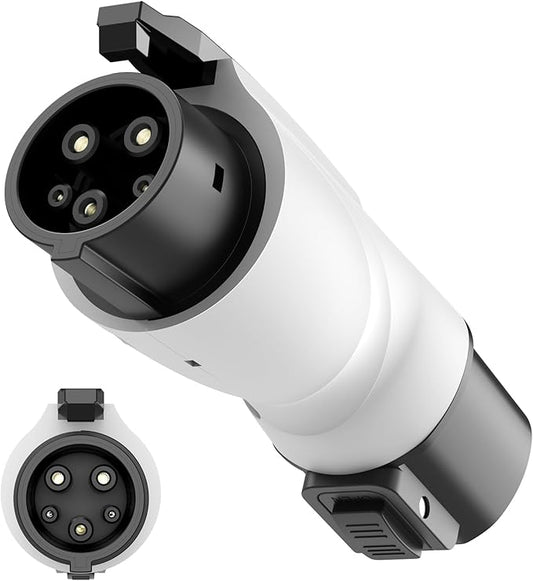 Tesla to J1772 Adapter with Fixed Lock Works, Max 80A 250V Converter Compatible with Nacs Wall Mobile Connector Target Chargers for All J1772 EVs (White)
