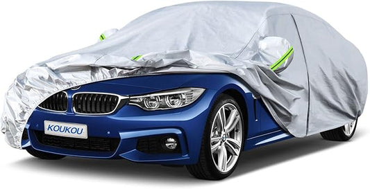 KouKou 6 Layers Car Cover Waterproof All Weather for Automobiles, Outdoor Full Exterior Covers Universal Fit BMW 3 Series 328i 330i, Toyota Corolla,Honda Civic,Chevy Cruze etc.(178 to 185 inches)