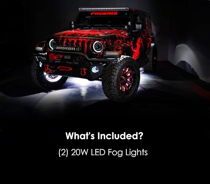 ORACLE Lighting 5847-001 Pair of 20W LED Fog Lights Compatible with 2007 2018 Wrangler JL - White - Road Compliant - Rugged & Durable - High Performance