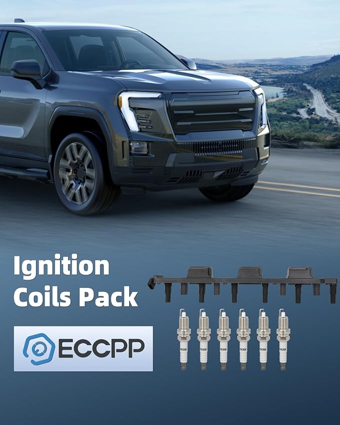 ECCPP 1 ignition coils with 6 iridium Spark Plugs,UF296,coils packs,for Jeep Grand,for Cherokee 2000-2004,for Wrangler 2000-2006 L6 4.0L,UF296 5C1181,C1263