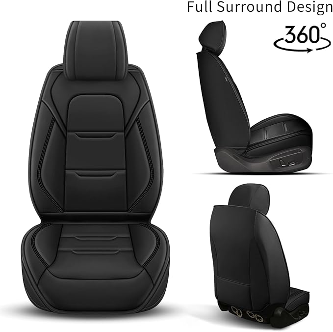 YORKNEIC Leather Car Seat Covers Fit for Jeep Liberty 2002-2012 2 Front Seat Covers for Liberty Automotive Seat Cushion Waterproof Car Seat with Airbag Compatible(2PCS,Black)