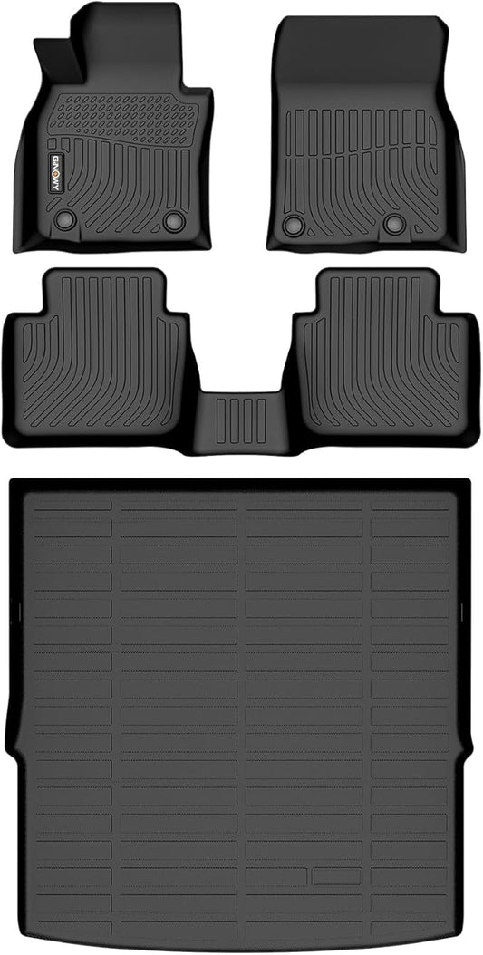 GINOWY- Floor Mats & Cargo Liner for Mazda CX50 2023-2025, TPE All Weather Mats CX-50 2024 Floor Liners Waterproof Non-Slip Trunk Mat CX50 Automotive Accessories Black