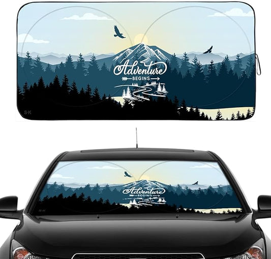 Gven Windshield Shade, Car Sun Shade for Front Windshield Sun Visor Protector Blocks UV Rays Foldable 210T Keep Your Vehicle Cool