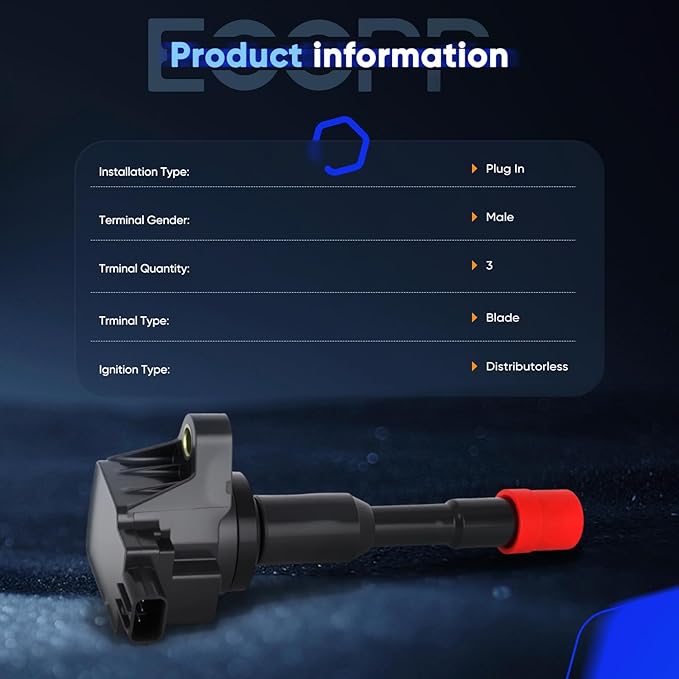 ECCPP Ignition Coil 8 ignition coils for 8 iridium Spark Plugs UF374,for Honda 2003 2004 2005 Civic Hybrid 1.3L UF374