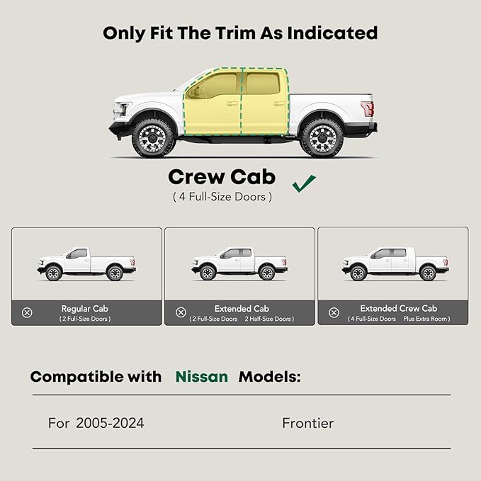 YHTAUTO 4 Inch Running Boards Side Steps Compatible with Nissan Frontier 2005-2024, Crew Cab, Oval Straight Carbon Steel Black Powder, Truck Cab Side Step Rails Off-Road Exterior Accessories, Set of 2