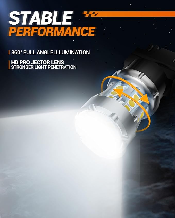 SEALIGHT 3157 LED Bulb White, Super Bright 3156 3056 3057 4157 3047 4057 3457 4114 LED Bulb for Backup Reverse Tail Brake DRL Signal Parking Lights, Pack of 2