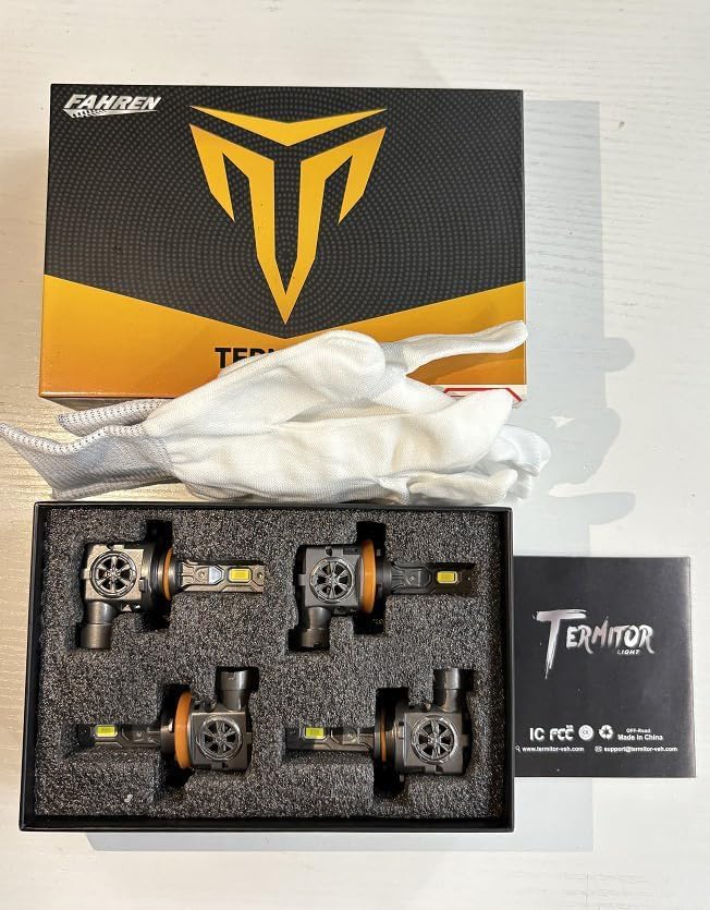 H11 9005 LED Bulbs Combo, 110,000LM Ultra Brightness, 6500K Cool White,1:1 Mini Halogen Size, H11/H9/H8 9005/HB3 Fog Lights with Cooling Fan, Plug and Play, Pack of 4