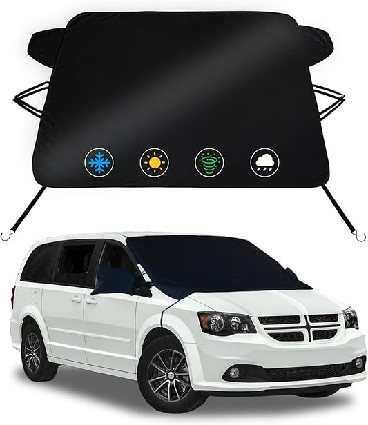 Windshield Snow Covers for Dodge Caravan Mini Van 2010-2020,2-Layer Oxford Fabric Front Windshield Cover Windproof Winter Frost and Ice Removal Hail Protector,Winter Shield Car Accessories(78"x47")