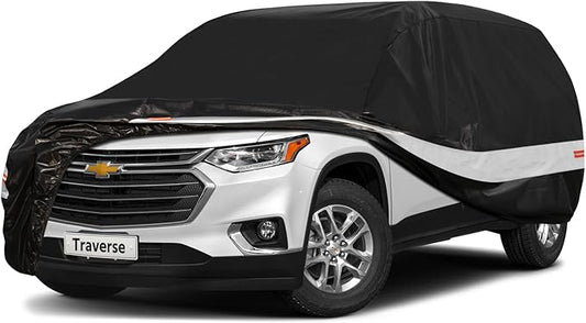 10 Layers SUV Car Cover Custom Fit for Chevrolet Chevy Traverse (2009-2024) Waterproof All Weather for Automobiles, Outdoor Full Cover Sun UV Rain Protection with Cotton.Black