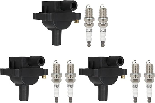 ECCPP 3 ignition coils with 6 iridium Spark Plugs,UF527,coils packs,for Mercedes-Benz SLK230 2.3L 1998 1999 2000,for SL320 3.2L 1997,for S320 3.2L 19971998 1999,for C230 2.3L 1998-2000,UF527