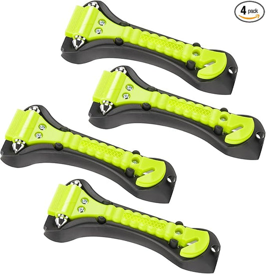 4PCS Car Window Breaker, Fluorescent Green Window Breaker Seatbelt Cutter, Car Safety Hammer with One Second Emergency Glass Hammer, Safety Emergency Car Escape Tool for Car, Office, Home