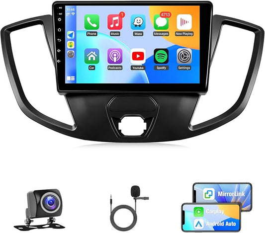 Naifay Android Car Stereo for Ford Transit 2013 2014 2015 2016 2017 2018 2019, 2+32G 9 inch IPS Touch Screen for Ford Transit Radio with Carplay Android Auto/Bluetooth/GPS/WiFi/Camera/SWC + MIC
