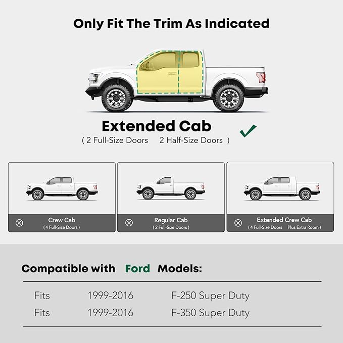 YHTAUTO 7 Inch Running Boards Fit Ford F-250/F-350 Super Duty 1999-2016 Extended/SuperCab, Side Steps Aluminum Step Bars Off-Road Exterior Accessories
