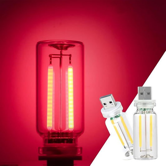 2 Pack Car LED Lights Interior, USB Light for Car Decor & Bedroom, Touch Dimmable Ambient Lighting, Mini Glass Bottle Night Light for Camping Gifts-Red