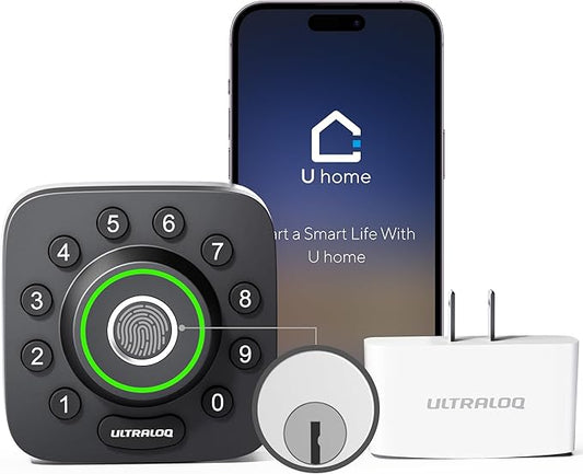 ULTRALOQ U-Bolt Pro Smart Lock with WiFi Bridge, 7-in-1 Fingerprint Keyless Entry Door Lock, App Remote Control, Backlit Keypad, Auto Unlock, Front Door Smart Deadbolt, IP65 Waterproof, 1Year Battery