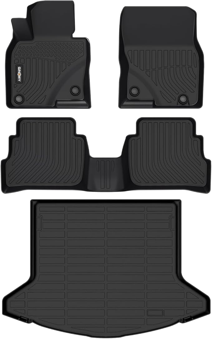 GINOWY- Floor Mats & Cargo Liner for Mazda CX-5 2023 2024 2025, TPE All Weather Protection Car Mats for Mazda CX5 2024 Non-Slip Trunk Mat Floor Liners Waterproof CX5 Accessories Mats Black