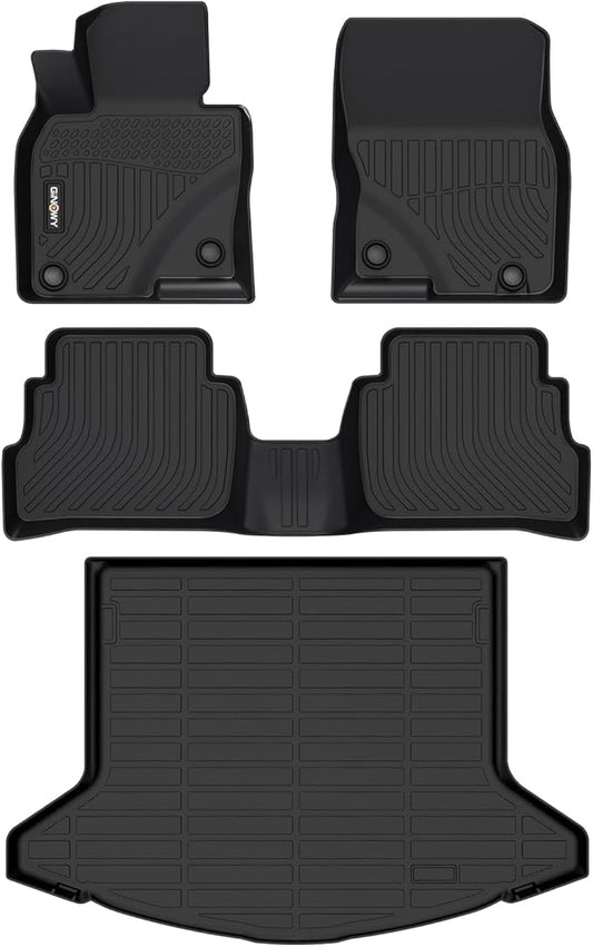 GINOWY- Floor Mats & Cargo Liner for Mazda CX-5 2023 2024 2025, TPE All Weather Protection Car Mats for Mazda CX5 2024 Non-Slip Trunk Mat Floor Liners Waterproof CX5 Accessories Mats Black
