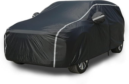 Tecoom Car Cover Waterproof All Weather, Car Covers for Automobiles with Zipper Door, Cotton Backing, Windproof Sun UV Hail Protector, Universal Fit for SUV (170"-190")