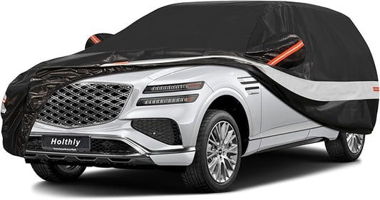 10 Layers SUV Car Cover Custom Fit for Genesis GV80 (2021-2025), Waterproof All Weather for Automobiles, Outdoor Full Cover Sun Dust Rain Protection with Cotton. Black