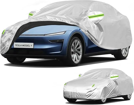 Tesla Model Y Waterproof SUV Car Cover - UV Protection All Weather Outdoor Dustproof Custom Fit with Storage Bag - Full Vehicle Protective Cover for Snow/Sun/Rain/Dust