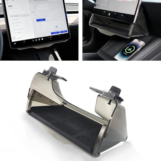 Under Screen Storage Box Designed for Tesla Model Y 2019~2024, Model Y Juniper 2025+, Model 3 2017-2023, Model 3 Highland 2024+, [Hidden Design] Center Console Organizer Tray Accessories