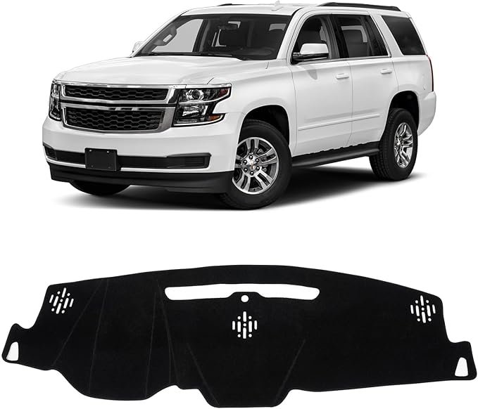 KUST Car Dash Cover for Chevy Tahoe/Suburban 2015-2020 (LS, LT, LTZ), GMC Yukon/Yukon XL (SLE, SLT, Denali) (Without HUD) Polyester Dashboard Cover Non-Slip Interior Accessories for Tahoe Black