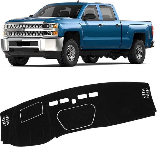 KUST Dash Cover for 2019-2025 Chevy Silverado 1500 2500HD 3500HD/2019-2023 GMC Sierra 1500 2500HD 3500HD(Only fit Silverado Dashboard with Open Bin and HUD)(Not Fit for 13.4 inch Navigation Silverado)
