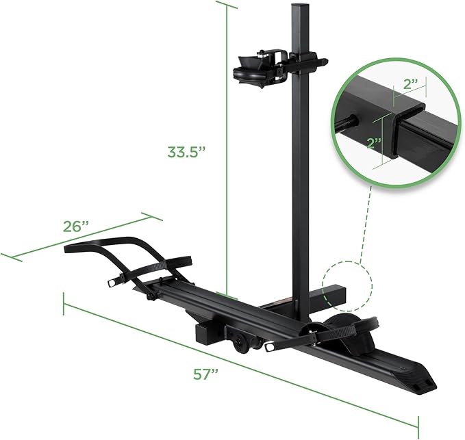 Young 100LBS. Capacity Aluminum 1-Ebike Rack for Bicycles and Electric Bikes, fits Car SUV Van RV and Trailer with 2" Receiver, Fits up to 5" Fat Tire Width and 50" Wheelbase