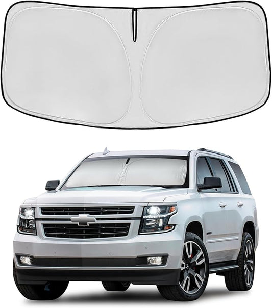 Windshield Sun Shade for Chevy/Chevrolet Tahoe Accessories 2015-2020 Front Window Shade Custom Fit Tahoe Sun Visor Foldable Shade Blocks UV Rays Summer Must Have Car Accessories