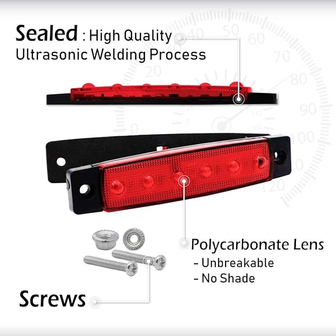 MADCATZ 3.8 Inch Mix Set 10 Amber 10 Red 10 White LED Clearance Lamp 6 Led Side Marker Indicators Lights 2835 SMD for Truck Lorry Trailer Bus Cabin Boat 12V DC Waterproof Pack of 30