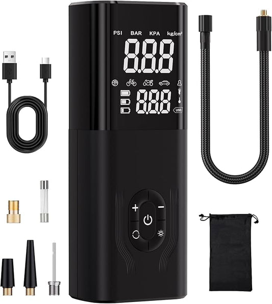 Tire Inflator Portable Air Compressor, 180PSI Air Pump for Car, 6X Faster Cordless Air Compressor with Digital Pressure Gauge, Tire Inflator with Dual Mode Inflation for Car, Moto, Bicycle and Ball