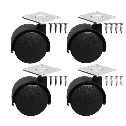 1.5 Inch Caster Wheels Replacement Universal Small Swivel Rollers for Furniture Filing Cabinet Desk Table Drawer Cart Box Shelf, 4 Pack 360 Degree Rolling Top Mounted Screw in Plate Castors