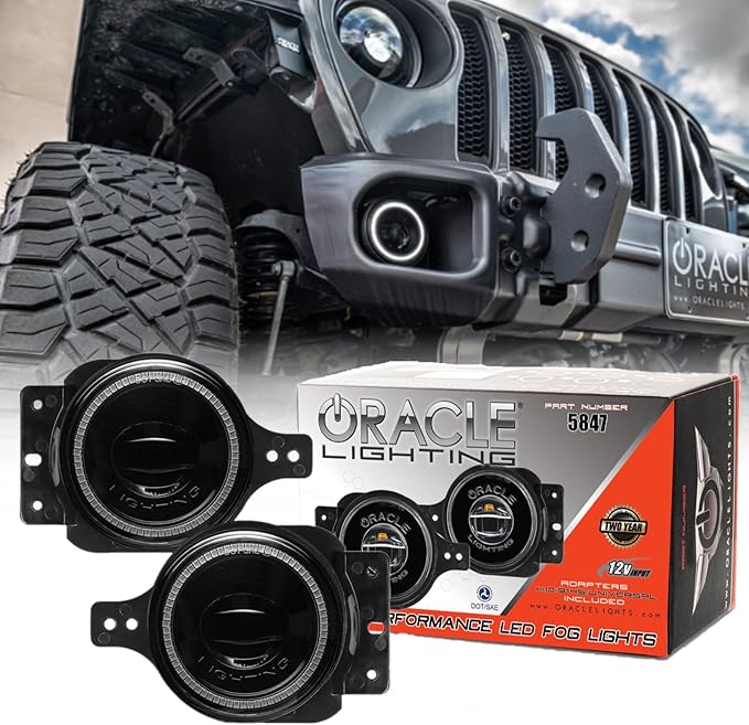 ORACLE Lighting 5847-001 Pair of 20W LED Fog Lights Compatible with 2007 2018 Wrangler JL - White - Road Compliant - Rugged & Durable - High Performance