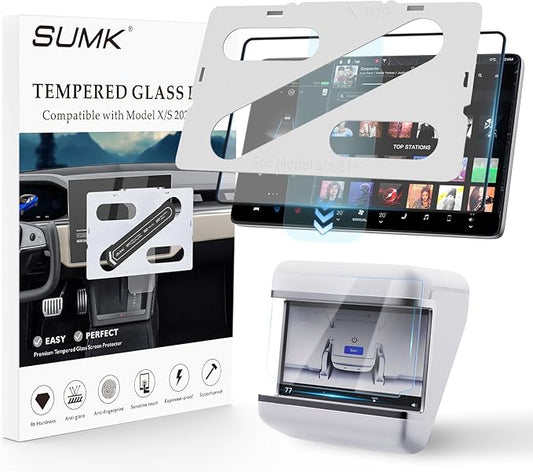 Tempered Glass Screen Protector for Tesla Model X/S Accessories 2021-2026 [9H & Anti-scratch] - 2pcs