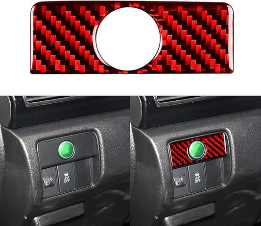 NVCNX Real Premium Carbon Fiber Compatible with Honda 9th Gen Accord 2013 2014 2015 2016 2017 SE LX Sport EX EX-L Touring Hybrid Accessories Car Dash ECON Button Panel Cover Interior Trim Red