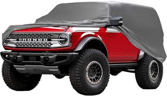 Weatherproof SUV Car Cover & Warranty Compatible with Ford 2021-2024 Bronco 2 Door- Outdoor Cover Theft Cable Lock SUV Accessories Better Than Waterproof