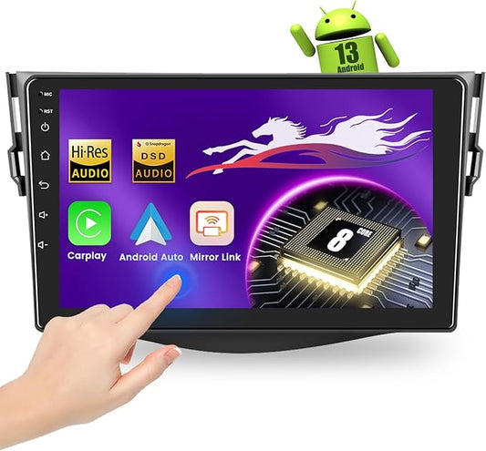 [Qualcomm 8-core 4+64GB] Car Stereo for Toyota RAV4 2007-2012 with 9-Inch Touchscreen, Android 13 Car Radio Wireless Carplay Android Auto BT5.1/DSP/Hi-Res Audio/WiFi/SWC/GPS/OTA