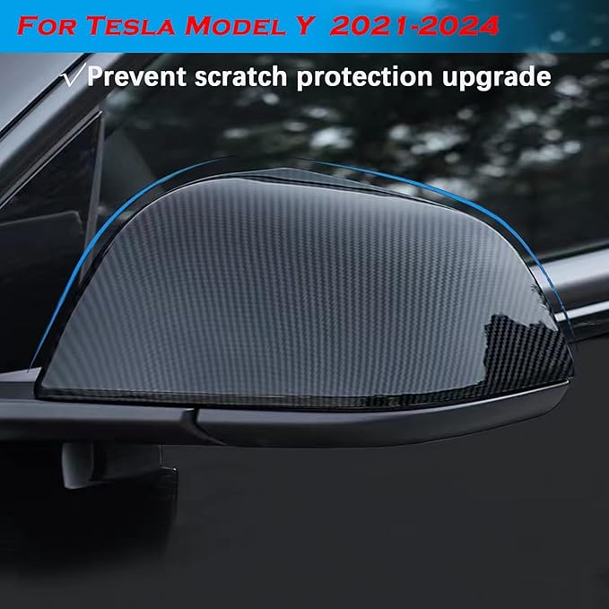 YHCDSEA Rearview Mirror Guard Cover for Tesla Model Y, Side Mirror Cover Exterior Accessories fit for Tesla Model Y 2024 2023 2022 2021 (Glossy Carbon Fiber Pattern, Model Y)