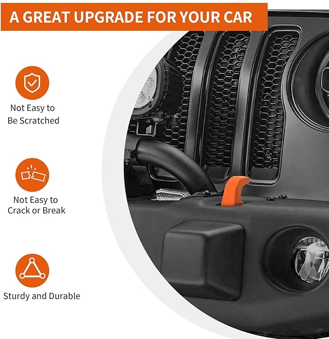 Bumper Tow Hook Covers 2Pcs Compatible with 2007-2018 Jeep Wrangler JK JKU/for 2018-2025 JL JLU & Jeep Gladiator JT Exterior Accessories(Orange)