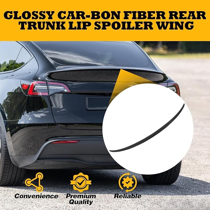 Spoiler Compatible with Model Y 2020-2024 ABS Material Rear Spoiler Wing Rear Trunk Lip Glossy Car-Bon Fiber
