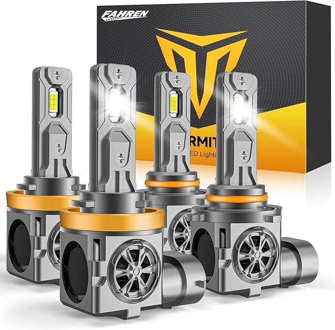 Upgraded H11 9005 Light Bulbs Combo, 60000LM 1000% Super Bright, 70000+ Hours Lifespan, 1:1 Halogen Replacement Exterior Light Bulbs, Plug N Play, Pack of 4