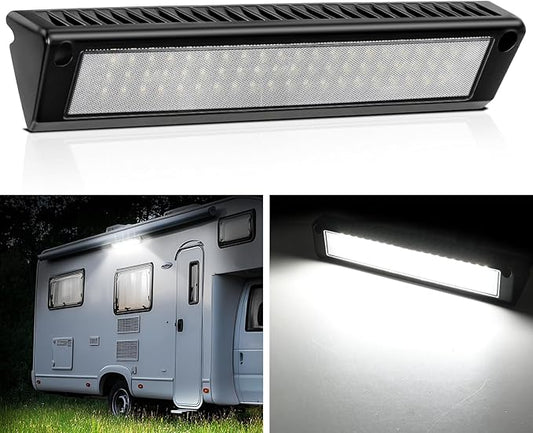 Nilight RV Exterior Lights 13 Inch Porch Light 1PC White Beam 12V 24V LED Scene Cargo Lighting Black Aluminum Housing for RVs Trailers Travel Campers 5th Wheels Motorhome SUV Truck