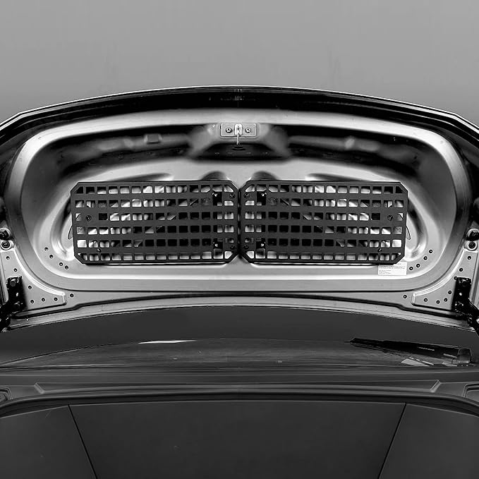 2pcs Fit for 2024 Tesla Cybertruck Front Trunk MOLLE Panel Aluminum Front Trunk Tool Storage Panel Cargo Storage Plug -and-Play Installation