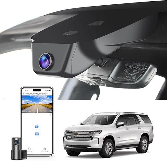 Front 4K & Rear 1080P Dash Cam Custom fit for Chevy12th Gen Suburban 2023-2025, 5th Gen Tahoe 2023-2025, LS LT RST Z71 Premier High Country, Integrated OEM Look, 128GB Card