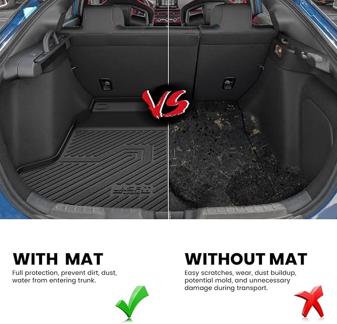 LASFIT Trunk Mat for Honda Civic Hatchback 2022-2026 & Civic Hatchback Hybrid 2025-2026, All Weather TPE Custom Fit Trunk Liner Cargo Mat Cargo Liner with Subwoofer, Black