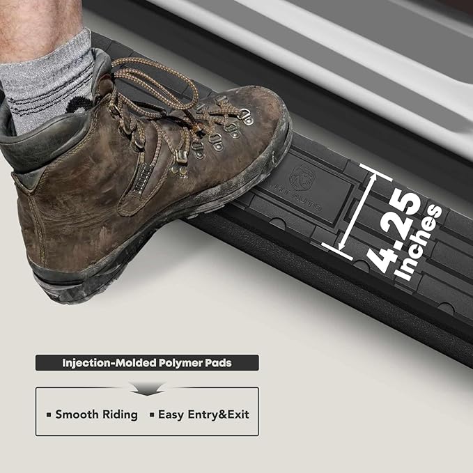 YHTAUTO 4.25 Inch Running Boards Fit Dodge Ram 1500 2009-2010 & Ram 1500 2011-2018, 1500 Classic 2019-2024 Extended Cab, Oval Bent Ends Side Steps Carbon Steel Step Bars Off-Road Exterior Accessories